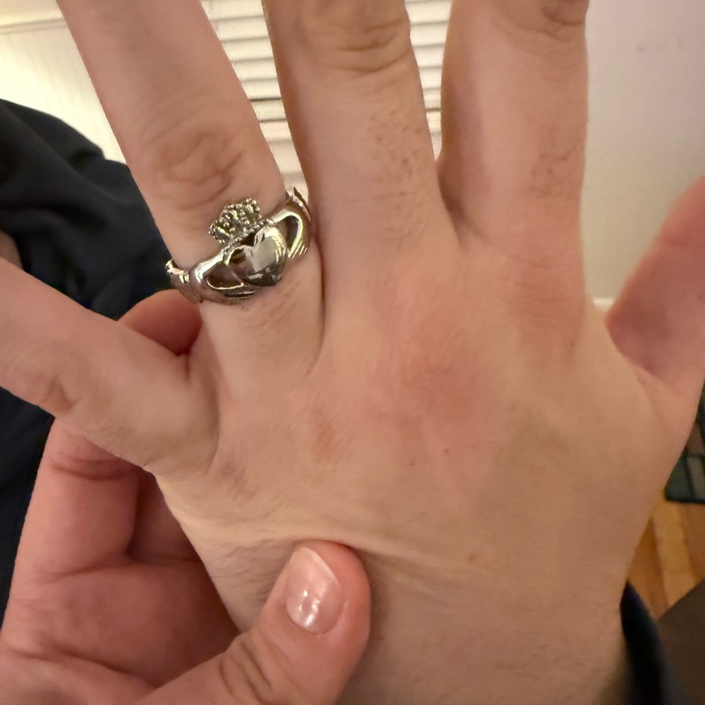 Traditional Irish Claddagh Ring w Braided Band Stainless Steel Sz Men 12